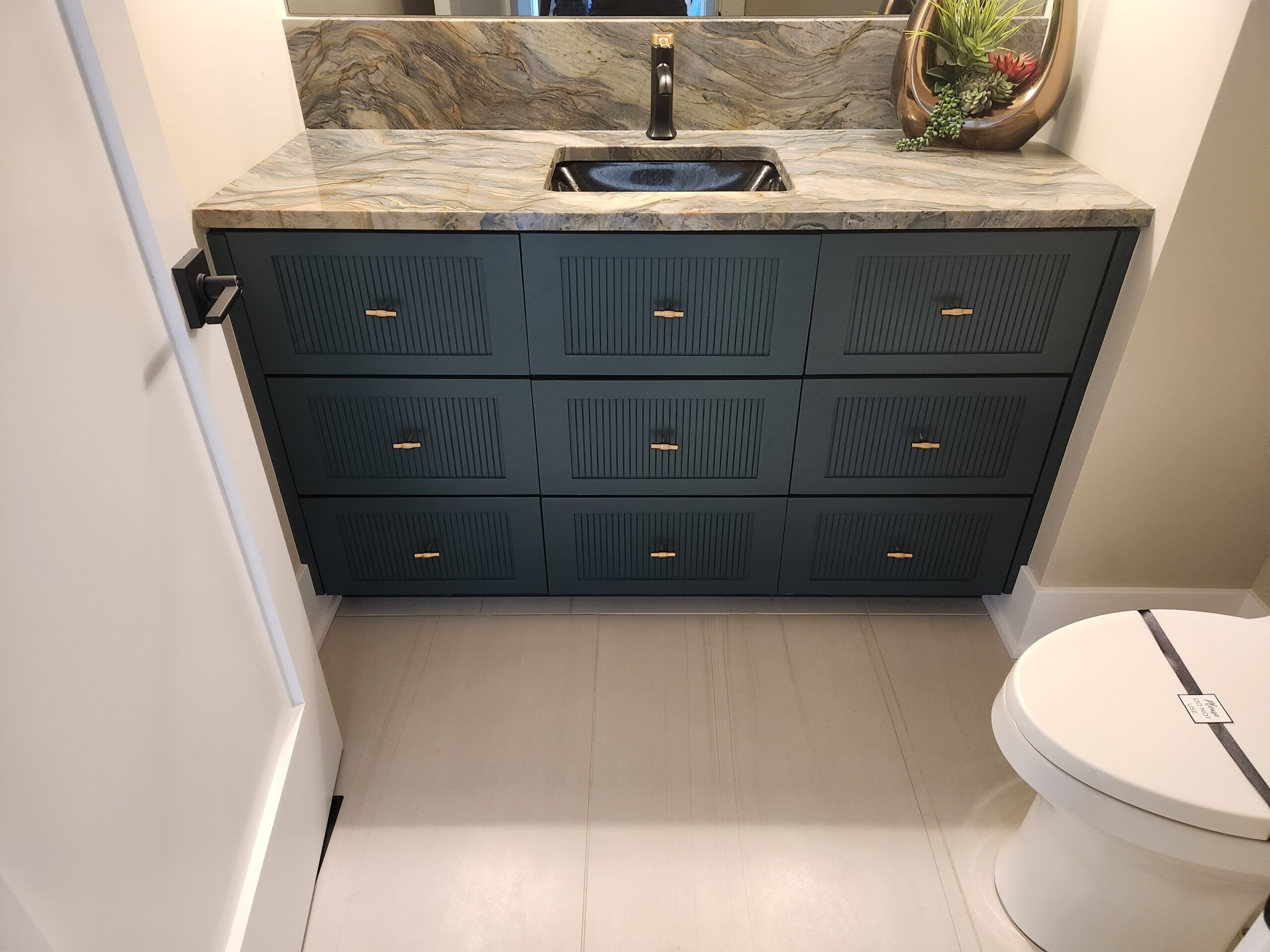 Bathroom vanity with custom cabinet doors