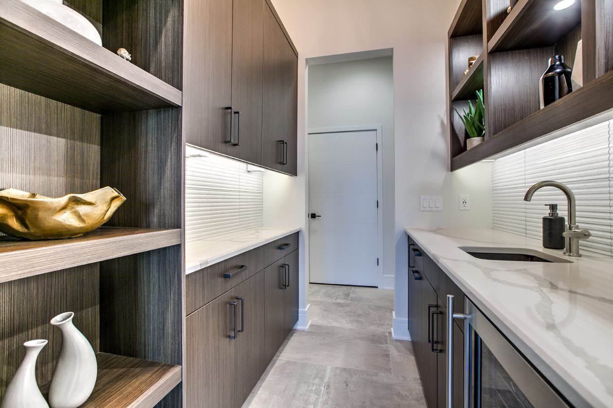 Custom kitchen with laminate cabinet doors