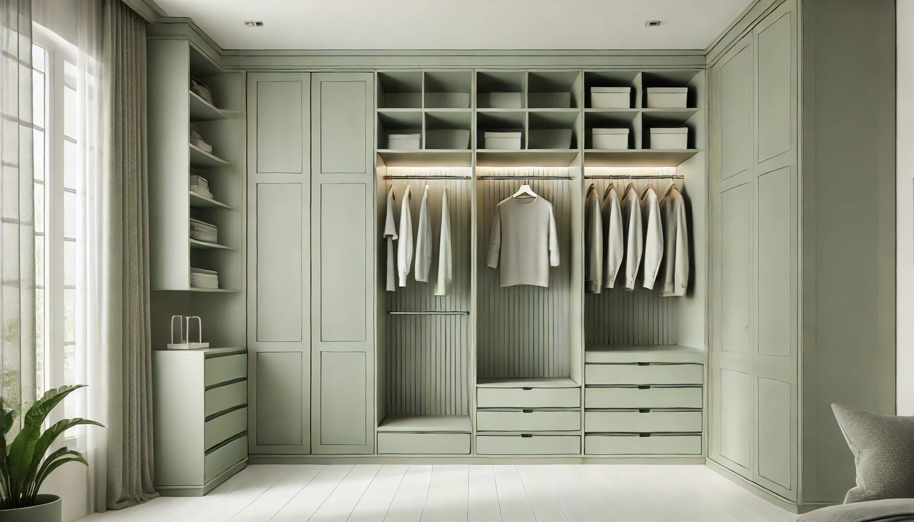 Bedroom wardrobe in Stevenswood Evergreen Mist finish